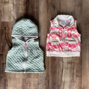 Carter's 18M Baby Girl Vest (Set of 2), Hooded, Quilted, Fleece, Zip-up
